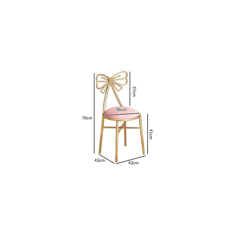 Mid Century Modern Velvet Makeup Chair - Modern Vanity Chair No Wheels, Upholstered Accent Chair with Cute Bow Backrest for Bedroom Living Room