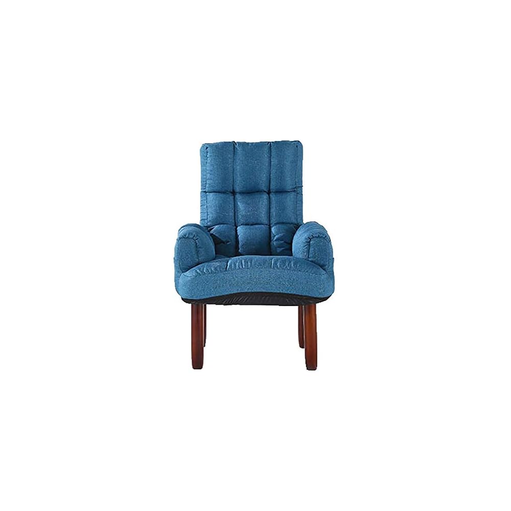 Renovation House Foldable Seat Chair Buttoned Linen Fabric Tub Chair Bedroom Living Room Office Lounge (Color : Blue Size : 67 * 67 * 100cm)