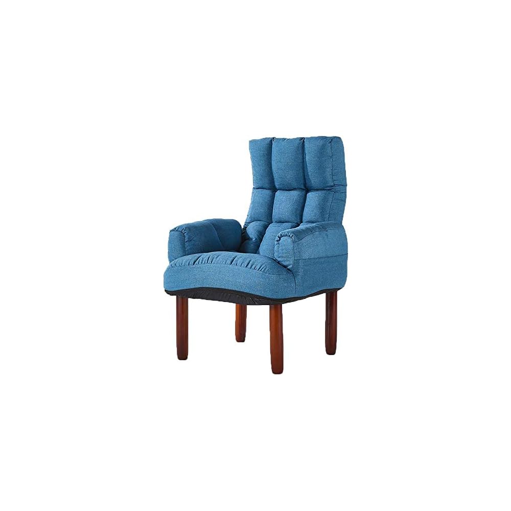 Renovation House Foldable Seat Chair Buttoned Linen Fabric Tub Chair Bedroom Living Room Office Lounge (Color : Blue Size : 67 * 67 * 100cm)