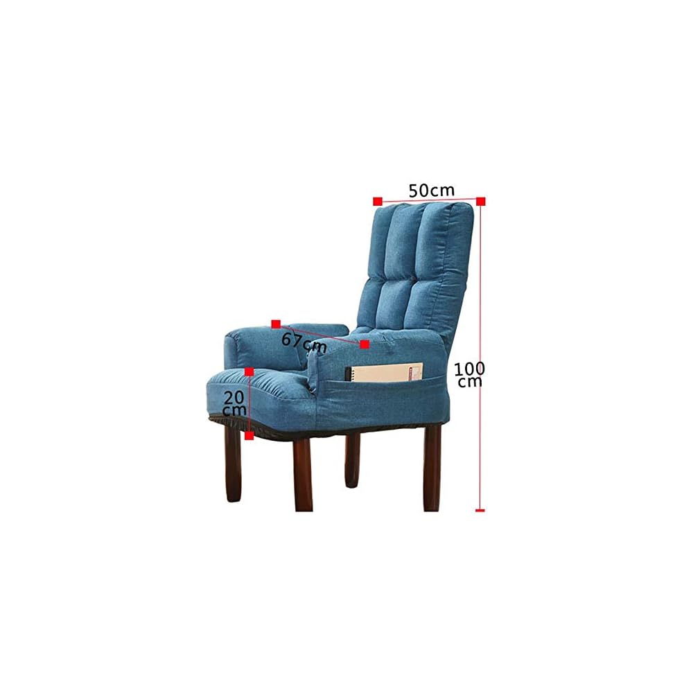 Renovation House Foldable Seat Chair Buttoned Linen Fabric Tub Chair Bedroom Living Room Office Lounge (Color : Blue Size : 67 * 67 * 100cm)