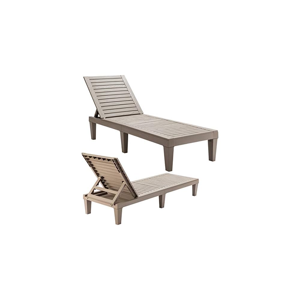 GIANTEX Set of 2 Outdoor Chaise Lounge Patio Recliner Chair with 5-Position Adjustable Backrest, Weather-Proof & Rust-Resistant Chaise Lounger for Patio, Beach, Balcony, Poolside