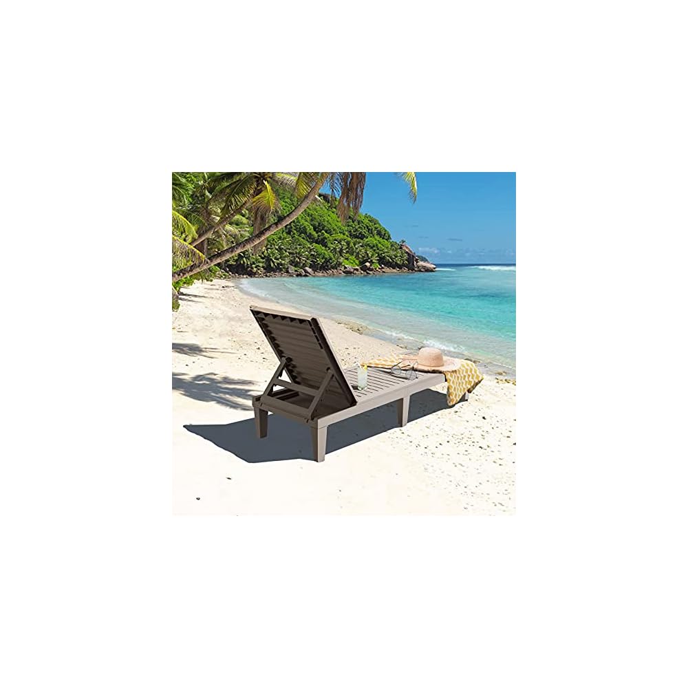 GIANTEX Set of 2 Outdoor Chaise Lounge Patio Recliner Chair with 5-Position Adjustable Backrest, Weather-Proof & Rust-Resistant Chaise Lounger for Patio, Beach, Balcony, Poolside