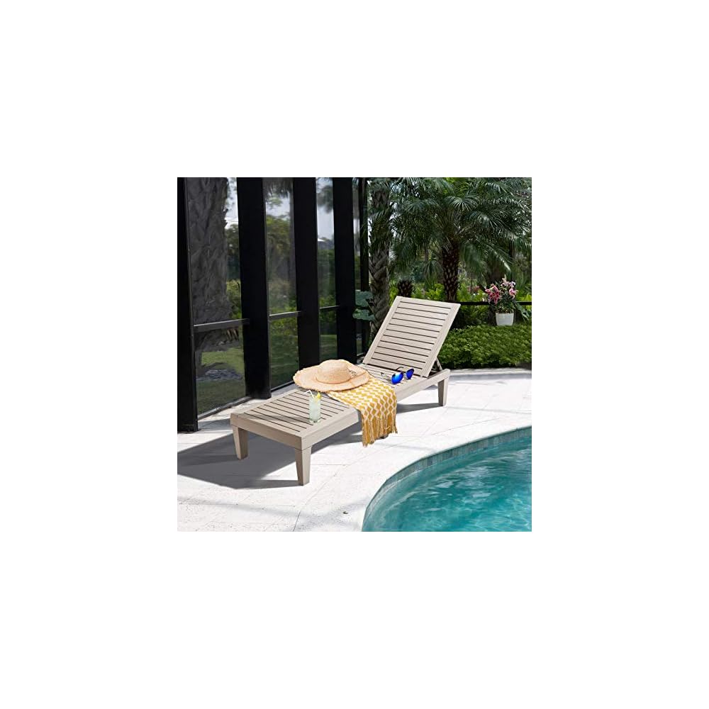 GIANTEX Set of 2 Outdoor Chaise Lounge Patio Recliner Chair with 5-Position Adjustable Backrest, Weather-Proof & Rust-Resistant Chaise Lounger for Patio, Beach, Balcony, Poolside
