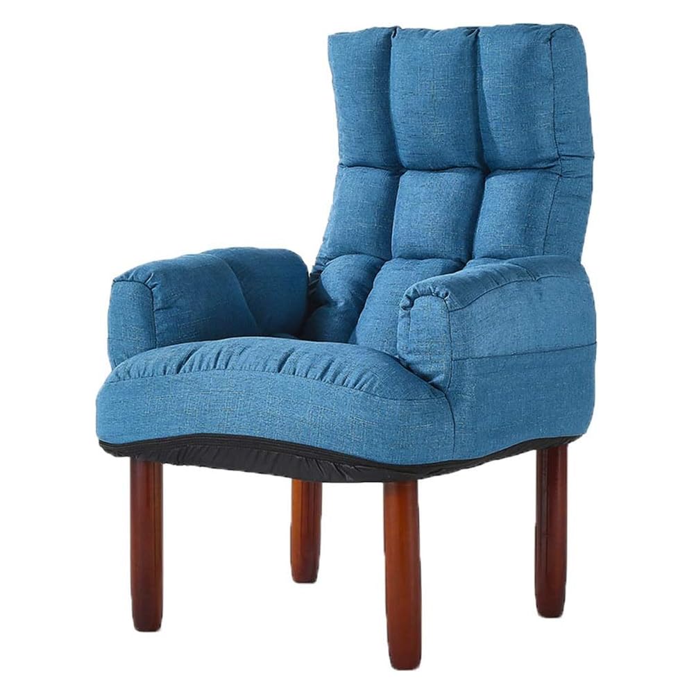 Renovation House Foldable Seat Chair Buttoned Linen Fabric Tub Chair Bedroom Living Room Office Lounge (Color : Blue Size : 67 * 67 * 100cm)