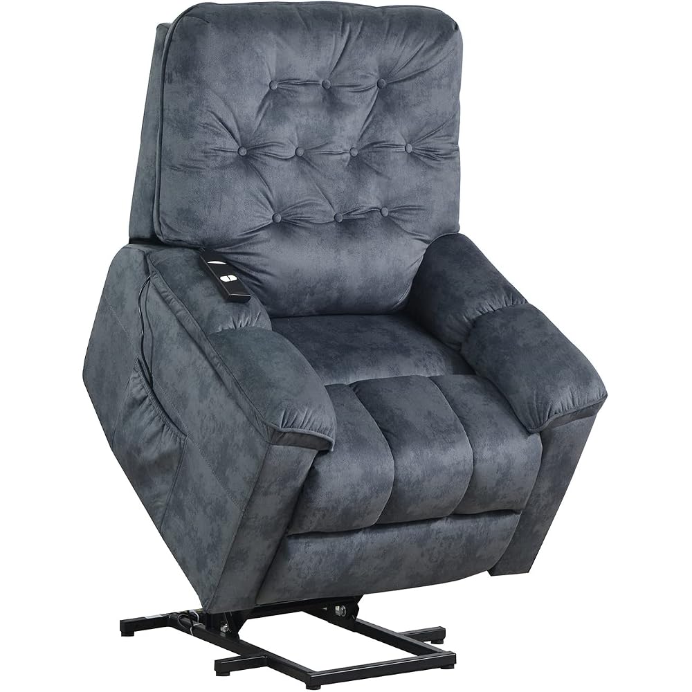 Power Lift Recliner Chair for Elderly Living Room Sofa Chair with Remote Control Velvet 3 Positions 2 Side Pockets for Home Living Room