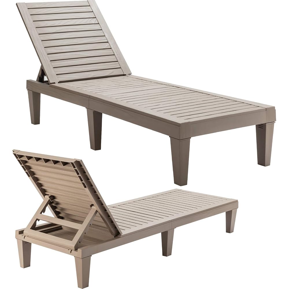 GIANTEX Set of 2 Outdoor Chaise Lounge Patio Recliner Chair with 5-Position Adjustable Backrest, Weather-Proof & Rust-Resistant Chaise Lounger for Patio, Beach, Balcony, Poolside
